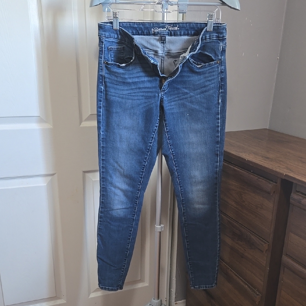 Blue Denim Mid Rise Skinny Jeans